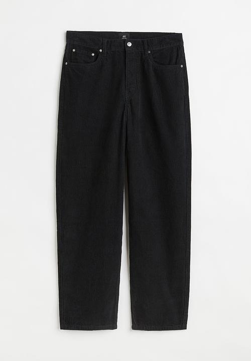 H&M - Loose fit corduroy trousers - black