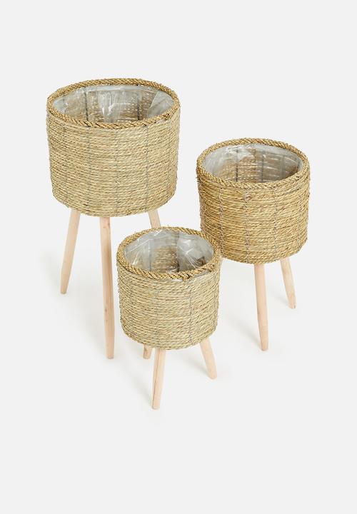 H&S - Nana woven pot set of 3 - natural