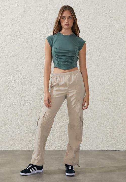 Cotton On - Gathered open back Tee - sage leaf
