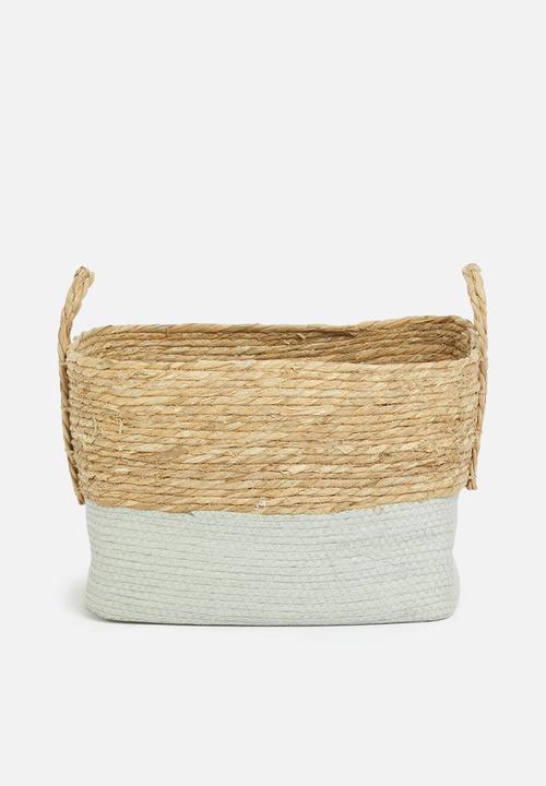 Storage Solutions - Straw basket- grey and natural
