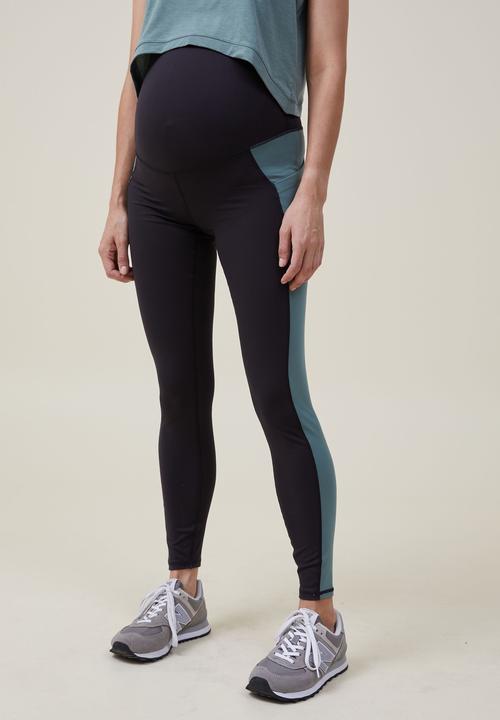 Cotton On - Maternity ultra soft booty lift full length tight - black/sage leaf