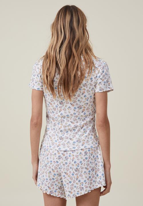 Cotton On - Pointelle rib sleep short - marissa floral