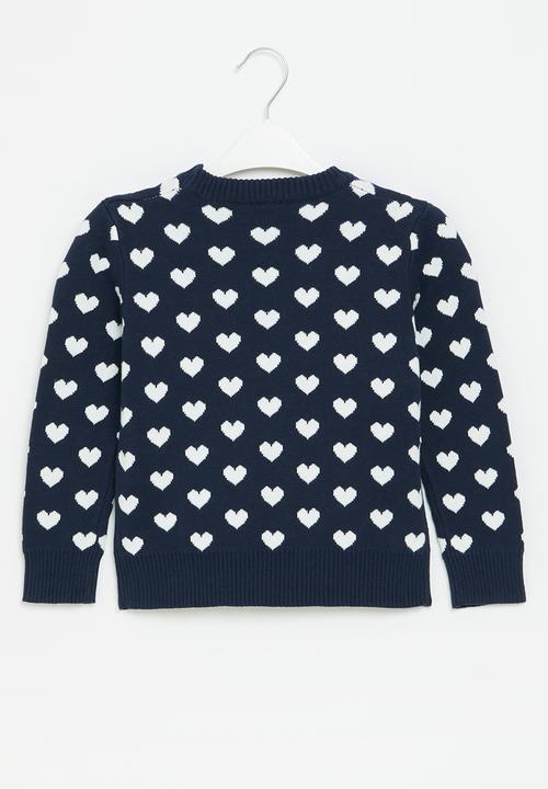 Pop Candy - Girls heart print jersey - navy