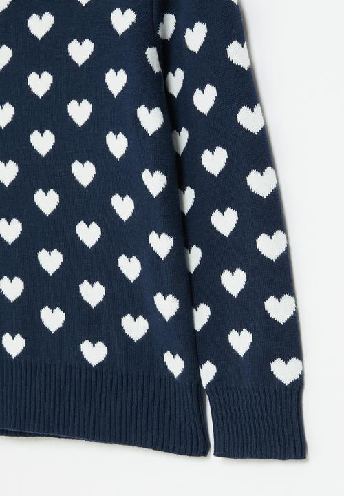 Pop Candy - Girls heart print jersey - navy