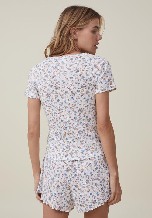 Cotton On - Pointelle rib sleep tee - marissa floral