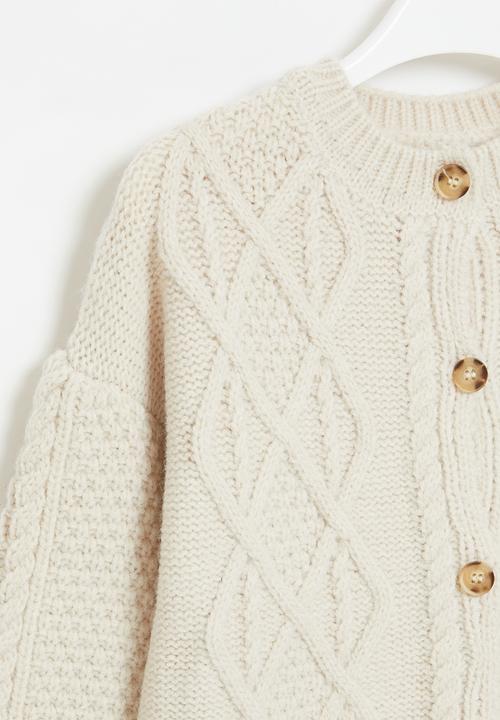 Pop Candy - Cable knit cardigan - off white