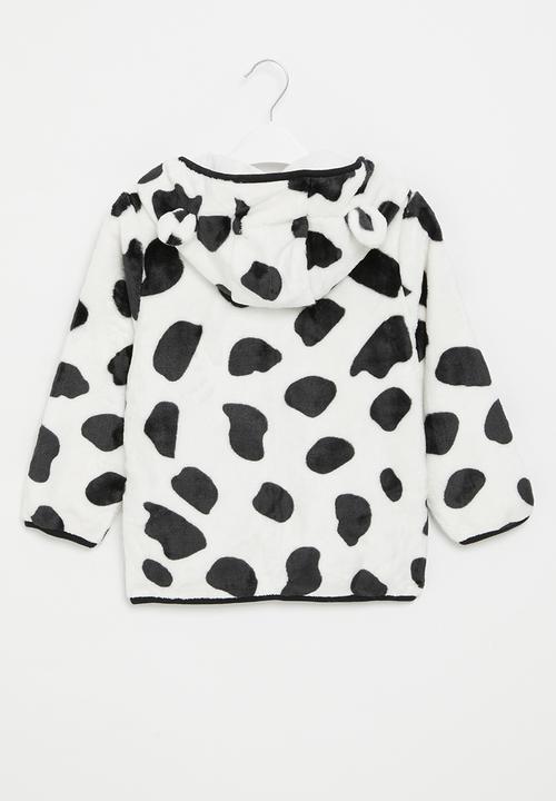 Pop Candy - Girls teddy hooded jacket - black & white
