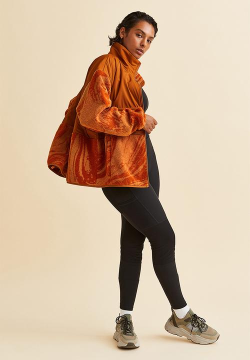 H&M - Teddy sports jacket - orange/marble-patterned