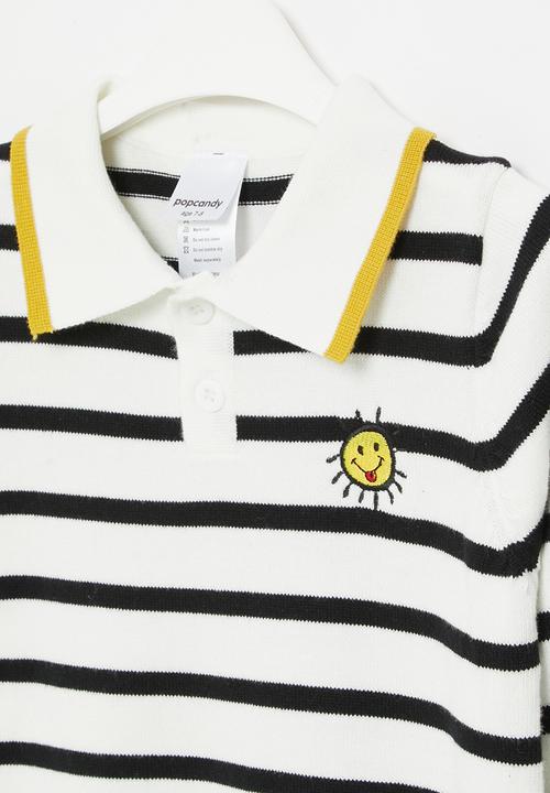 Pop Candy - Boys stripe golfer - white