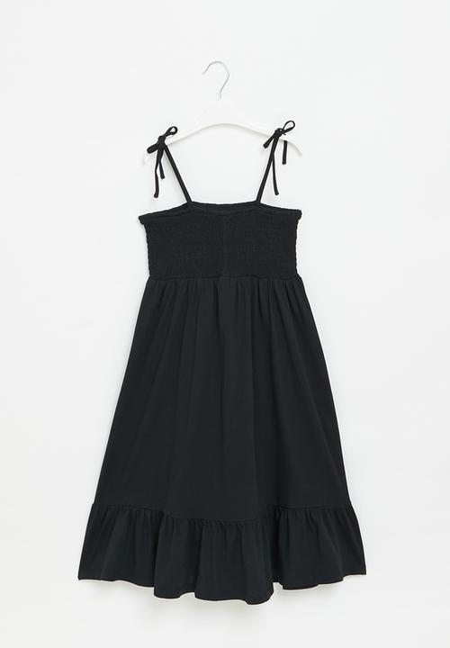 Superbalist - Tiered cotton dress - black