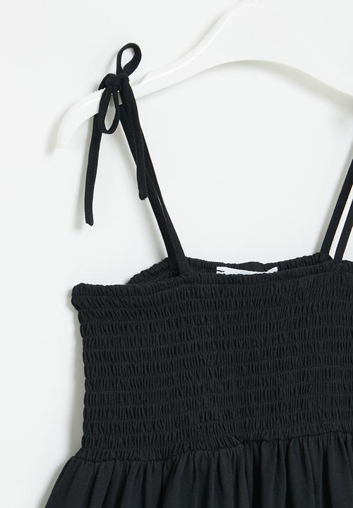 Superbalist - Tiered cotton dress - black