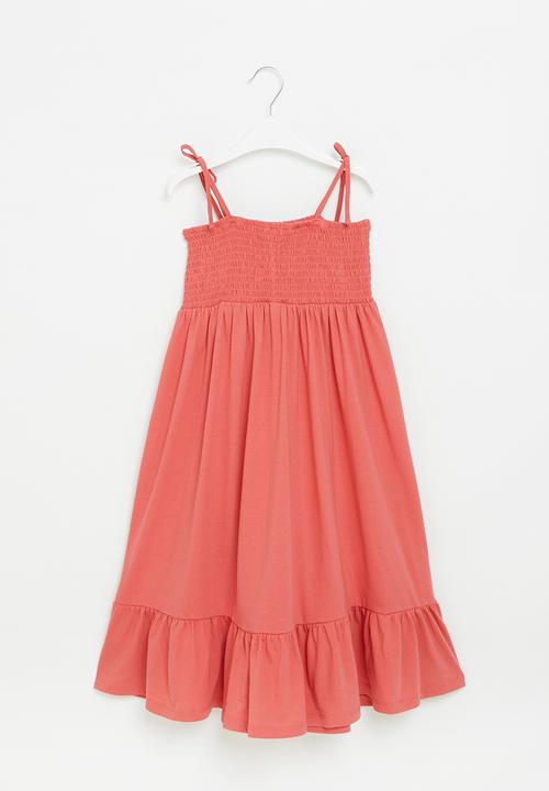 Superbalist - Tiered cotton dress - coral