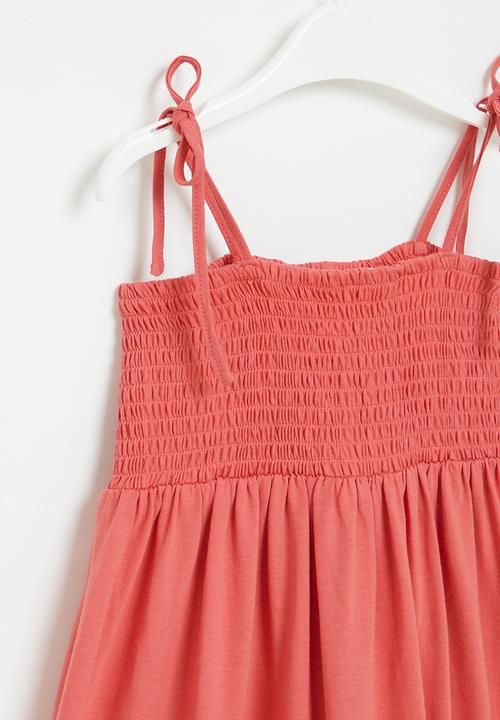 Superbalist - Tiered cotton dress - coral