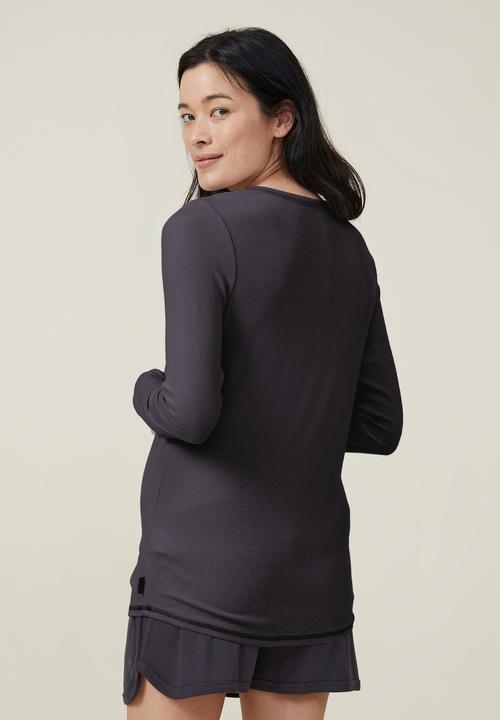 Cotton On - Sleep recovery maternity long sleeve - black rib