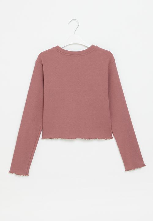Superbalist - Cropped rib top - white/rose