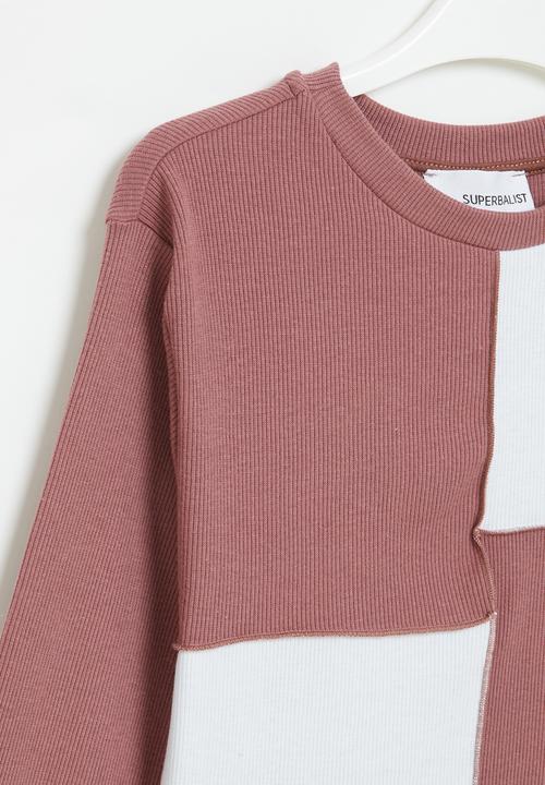 Superbalist - Cropped rib top - white/rose