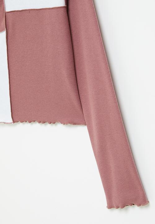 Superbalist - Cropped rib top - white/rose