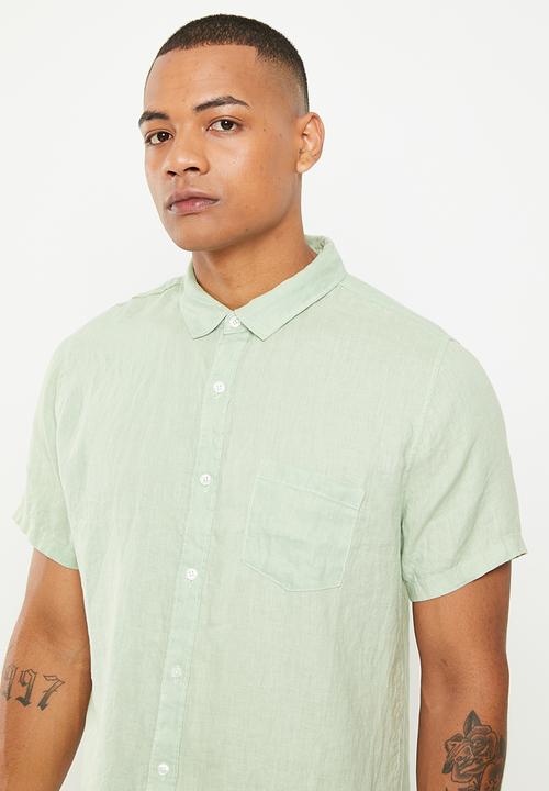 Cotton On - Linen short sleeve shirt - mint