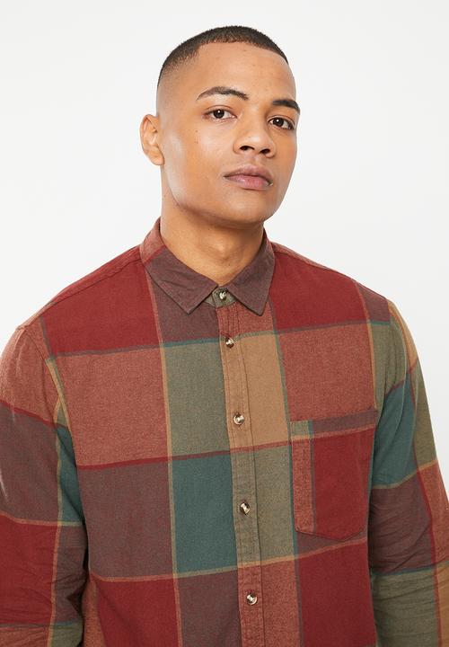 Cotton On - Camden long sleeve shirt - mustard plaid 