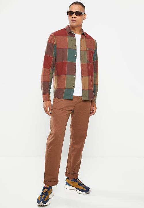 Cotton On - Camden long sleeve shirt - mustard plaid 