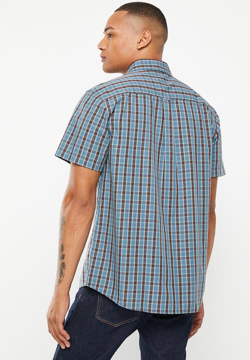JEEP - Short sleeve yarn dyed check - brown/blue
