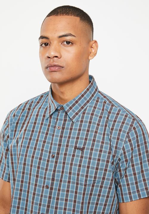 JEEP - Short sleeve yarn dyed check - brown/blue