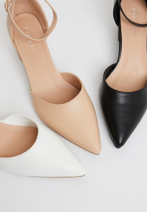 edit - Norah ankle strap block heel - white 