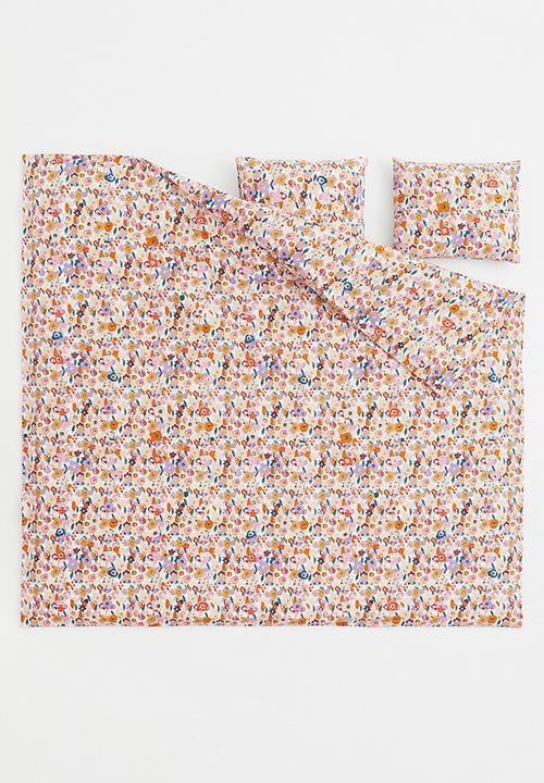 H&M - Floral double/king duvet cover set - beige/multi