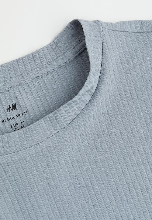 H&M - Regular fit ribbed cotton T-shirt - steel grey