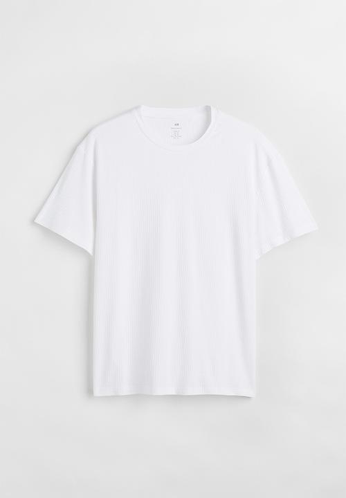 H&M - Regular fit ribbed cotton T-shirt - white
