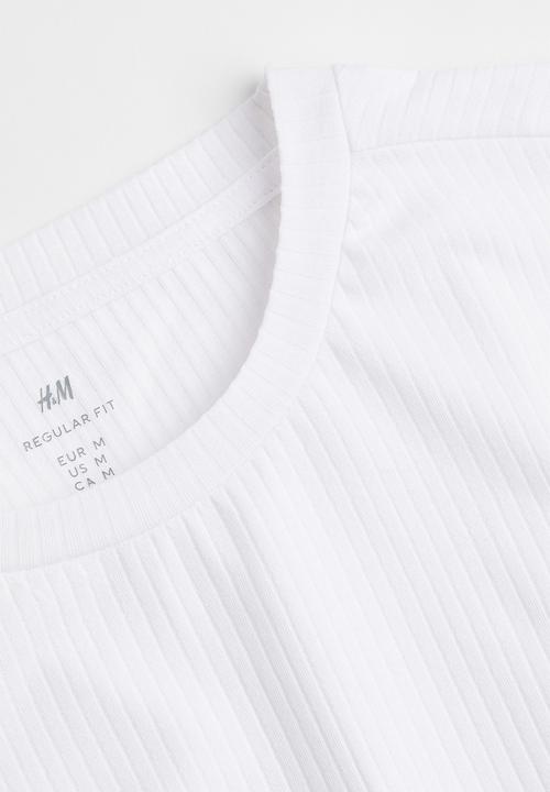 H&M - Regular fit ribbed cotton T-shirt - white