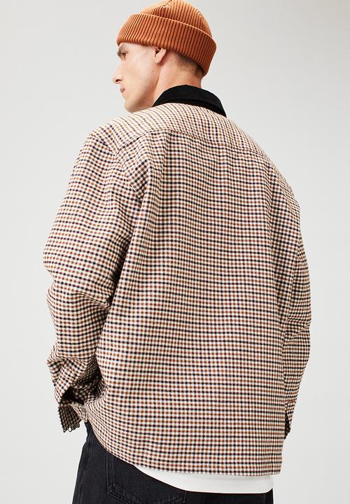 H&M - Relaxed fit twill overshirt - beige/black checked