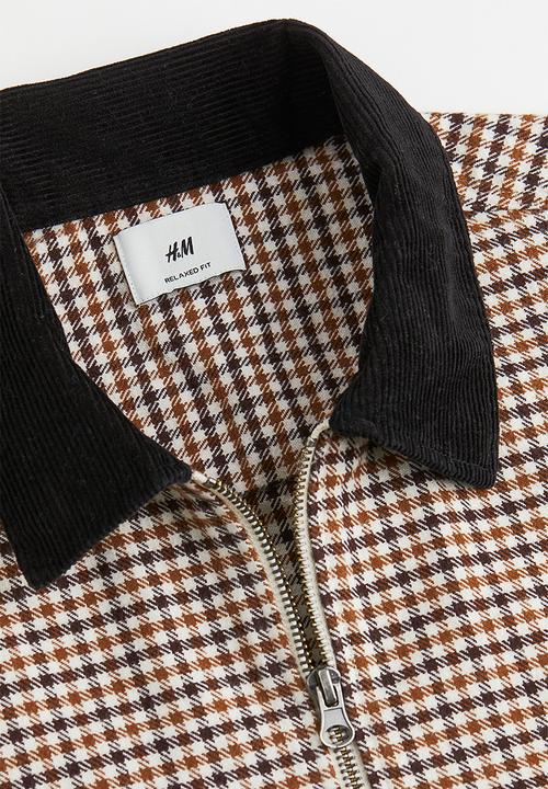 H&M - Relaxed fit twill overshirt - beige/black checked