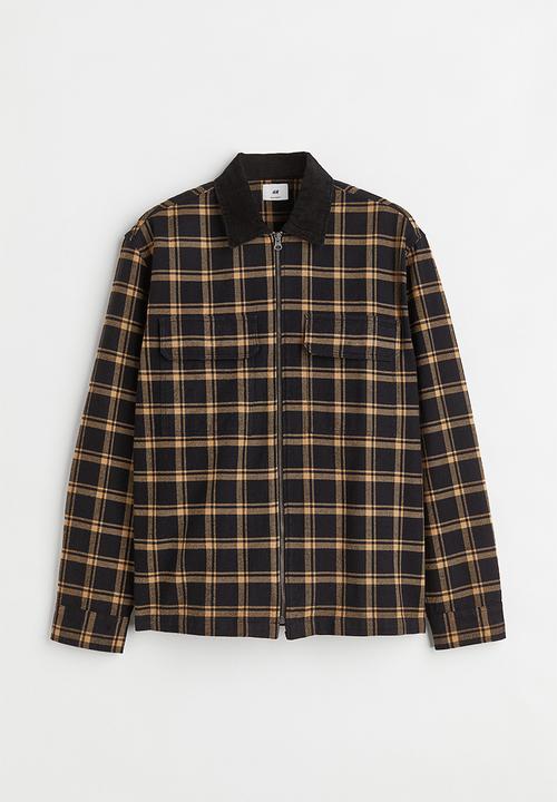 H&M - Relaxed fit twill overshirt - black/beige checked