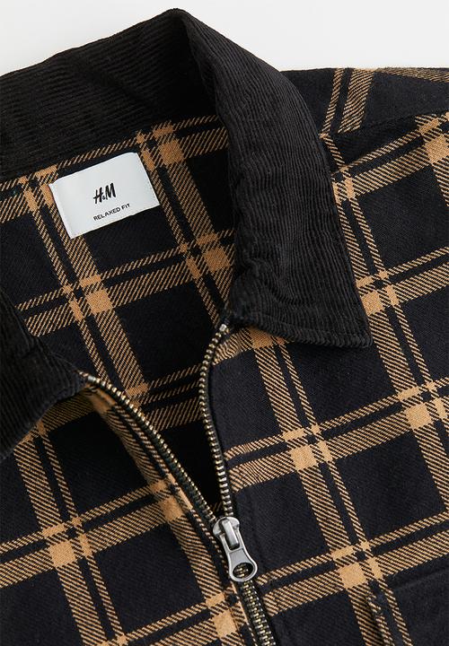 H&M - Relaxed fit twill overshirt - black/beige checked