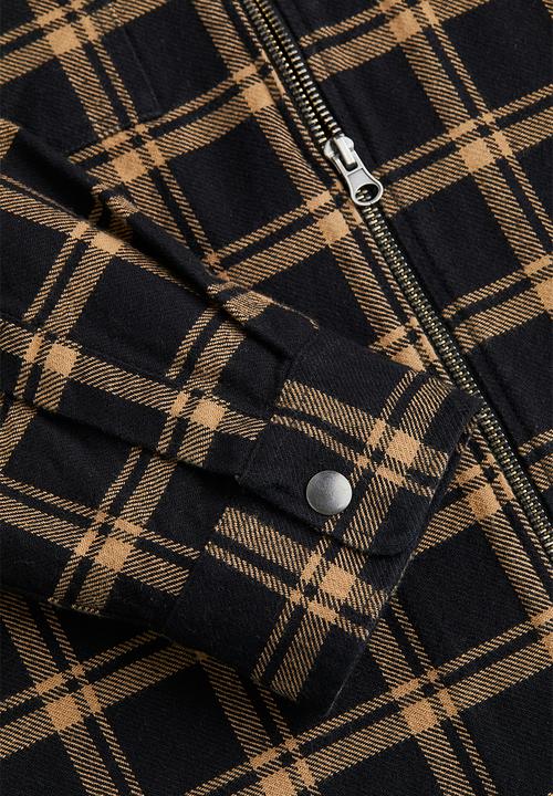 H&M - Relaxed fit twill overshirt - black/beige checked