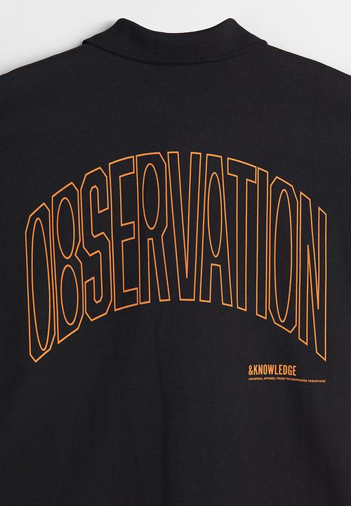 H&M - Oversized fit cotton polo shirt - black & orange