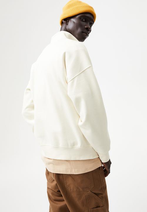 H&M - Oversized fit zip-top sweatshirt - cream/one decade