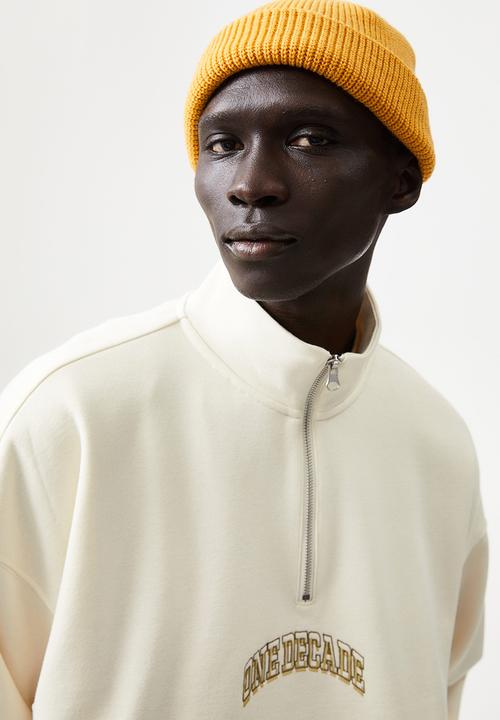 H&M - Oversized fit zip-top sweatshirt - cream/one decade