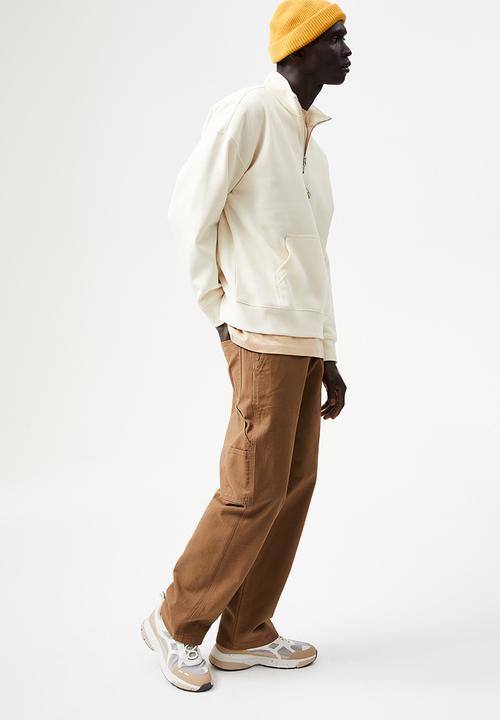 H&M - Oversized fit zip-top sweatshirt - cream/one decade