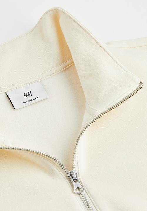 H&M - Oversized fit zip-top sweatshirt - cream/one decade