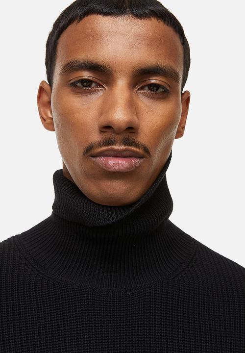 H&M - Regular fit polo-neck jumper - black