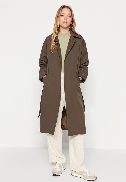 Trendyol - Belted  long trench coat - khaki