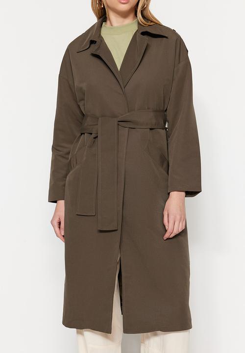 Trendyol - Belted  long trench coat - khaki