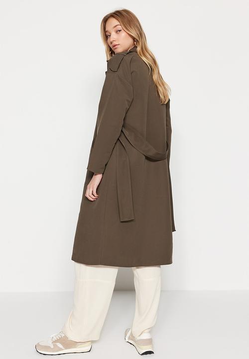 Trendyol - Belted  long trench coat - khaki
