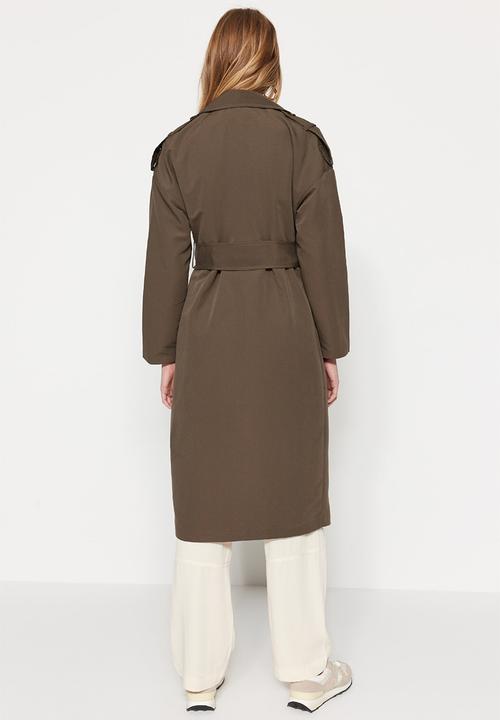 Trendyol - Belted  long trench coat - khaki
