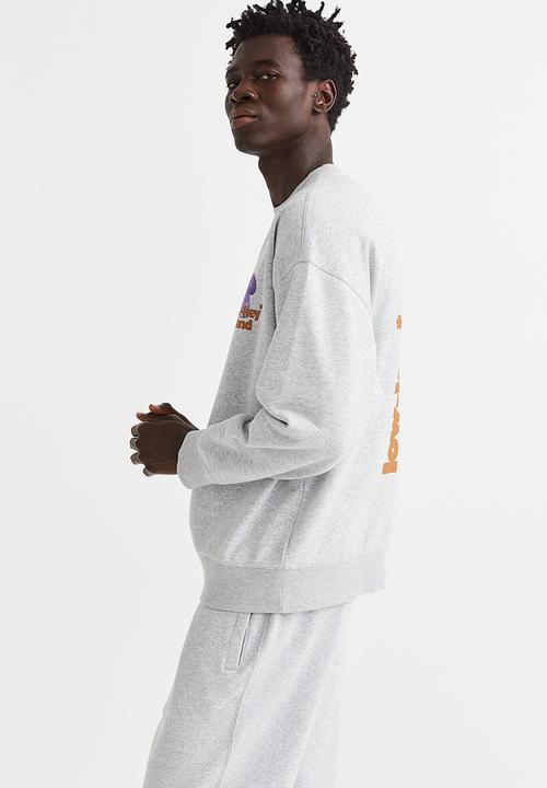 H&M - Oversized cotton sweatshirt - light grey marl/low-key land