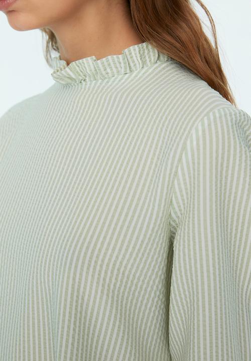 Trendyol - Frill collar long babydoll top - green