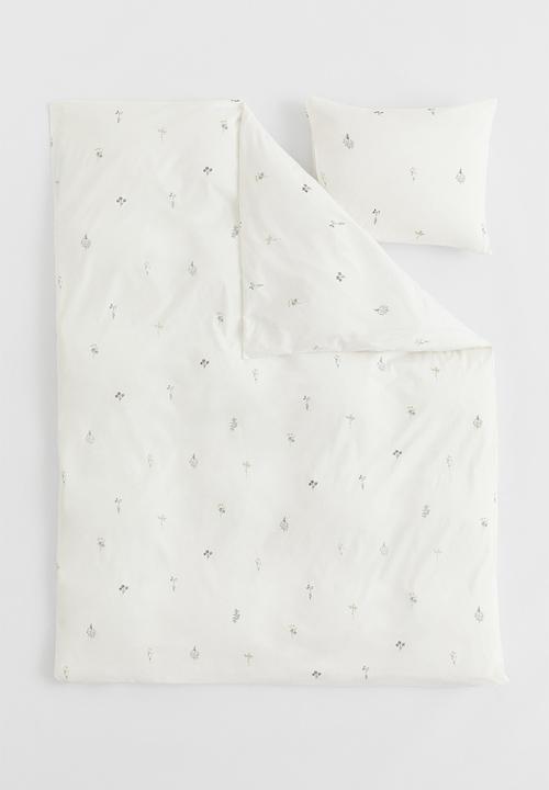 H&M - Patterned single duvet cover set - white/multi