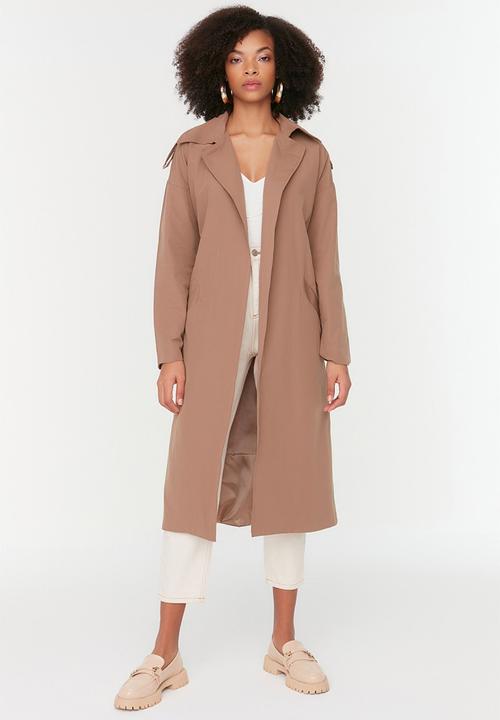 Trendyol - Belted  long trench coat - neutral 